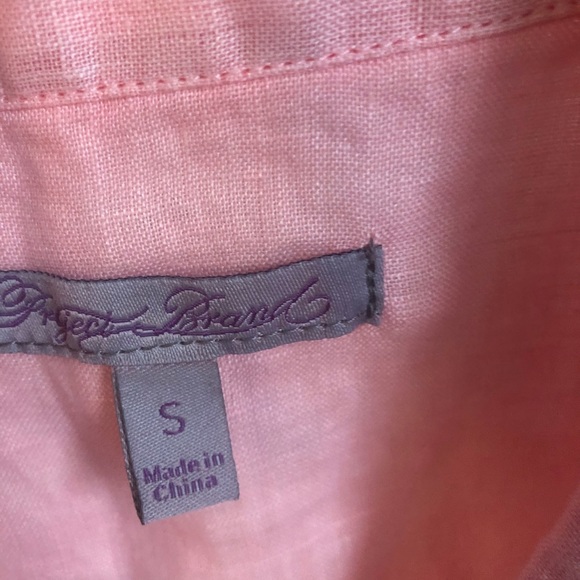 Peach 100% Linen Button Down Blouse/top size S - Picture 4 of 11